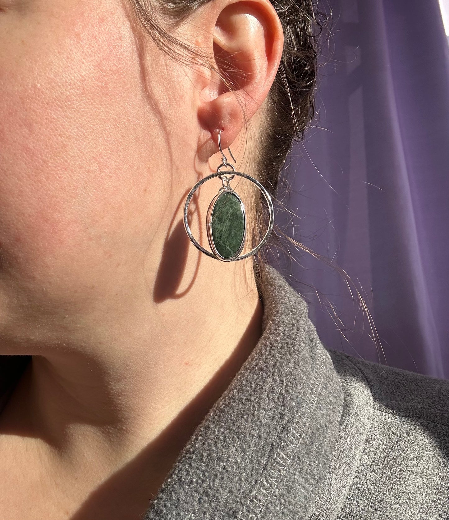 Green Jasper Hoops