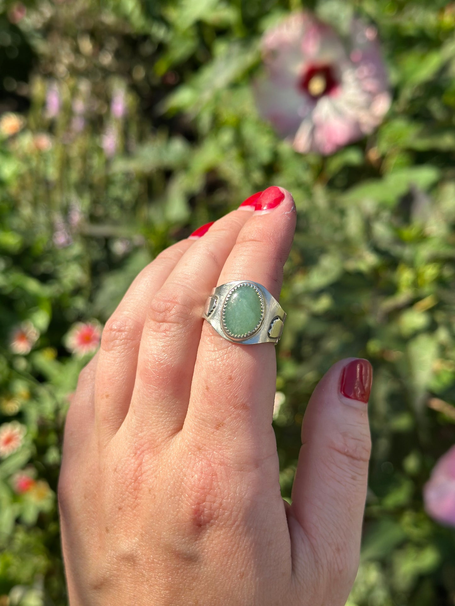 Tulip Ring with Jade