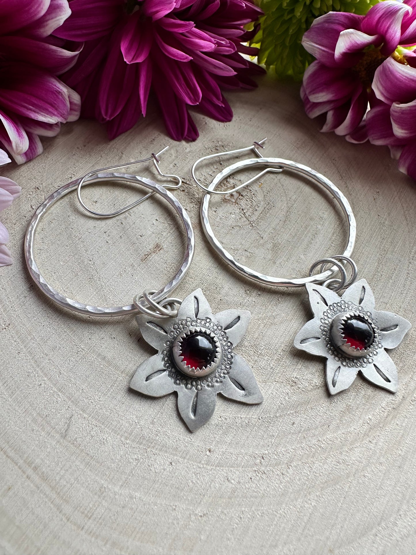 BLOOM Hoops with Garnet
