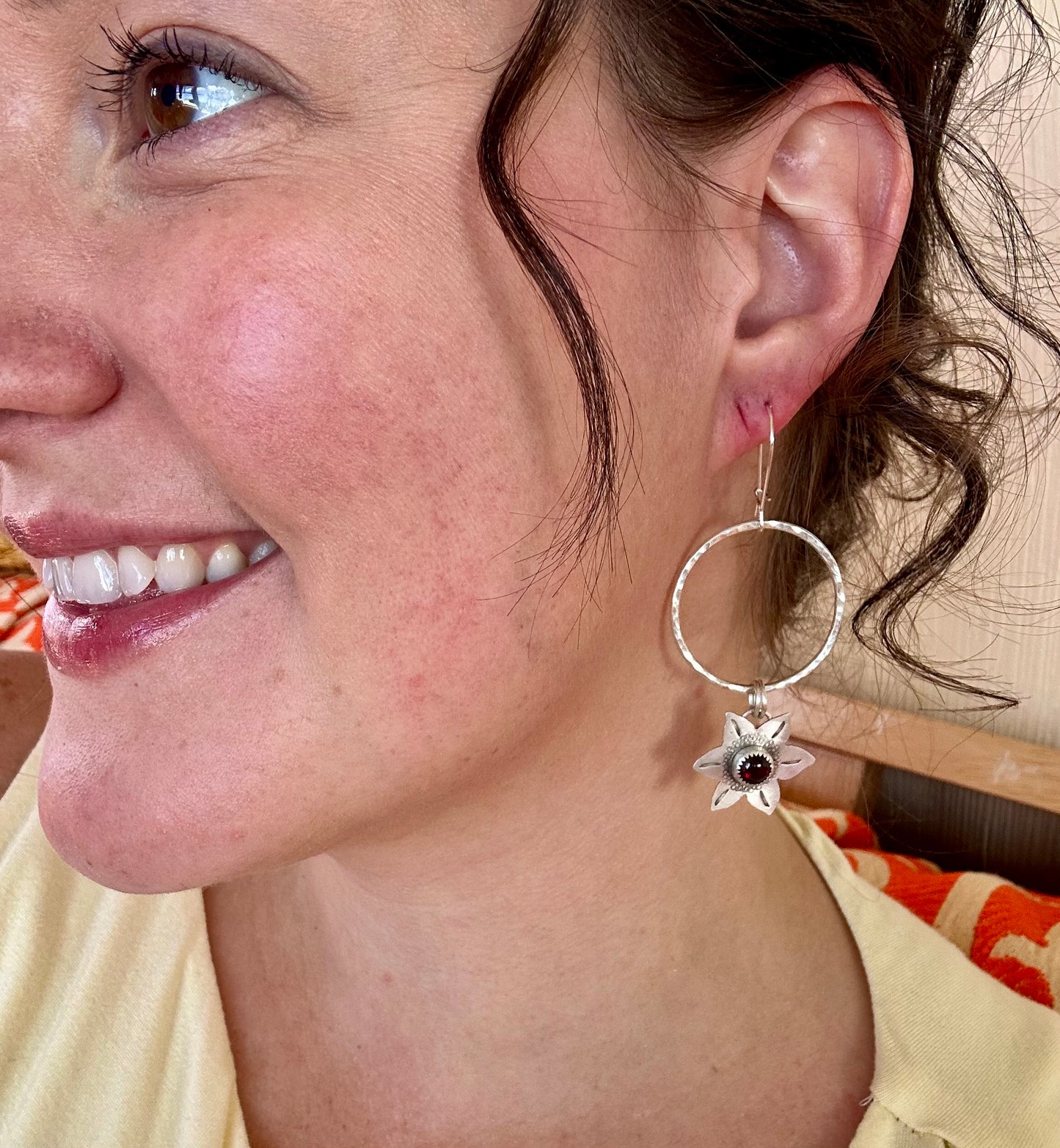 BLOOM Hoops with Garnet
