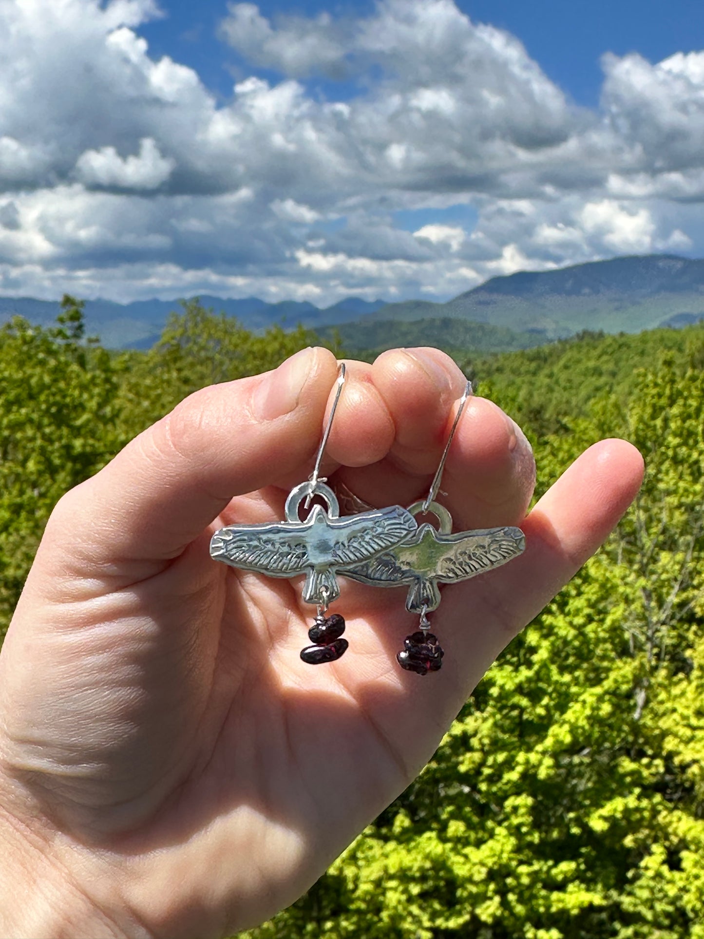 Birds in Flight Earrings (garnet)