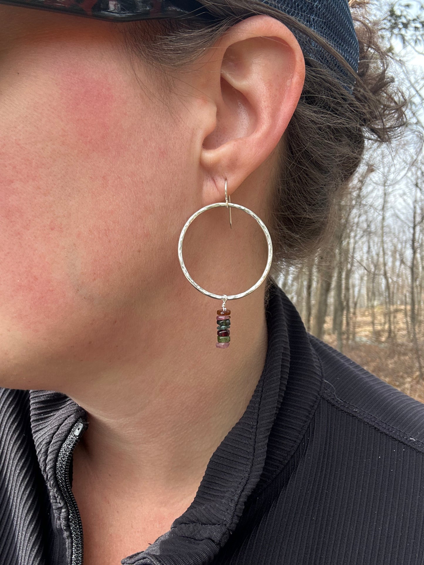 Hammered Hoops & Stone Beads
