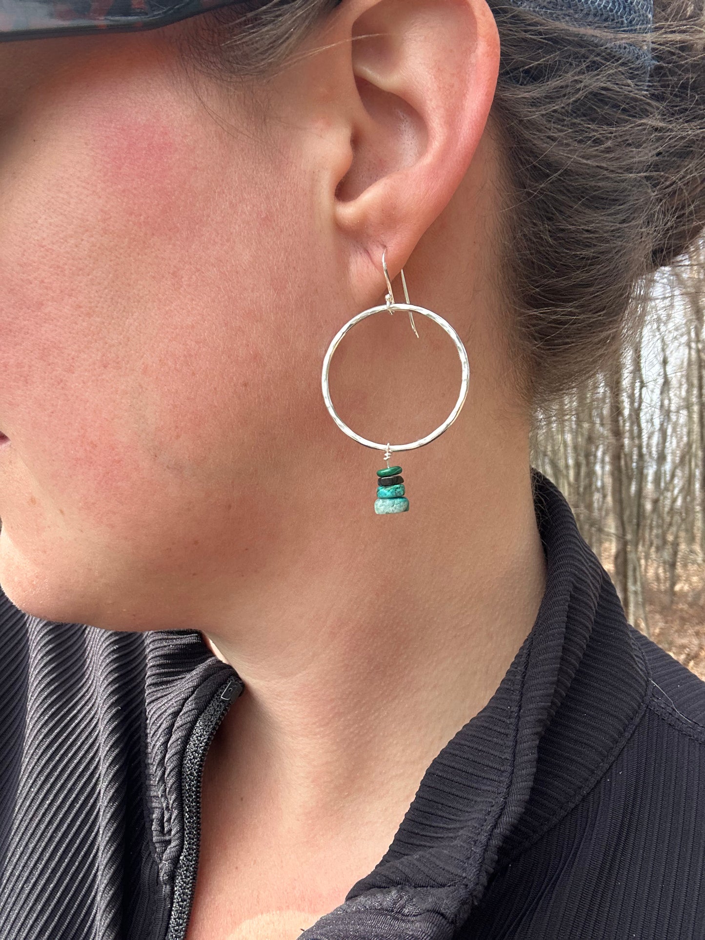 Hammered Hoops & Stone Beads
