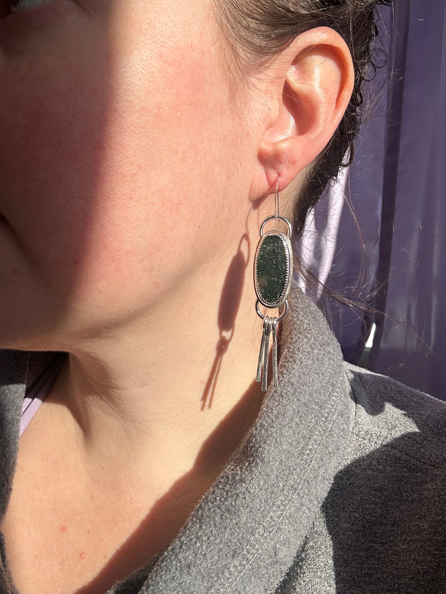 Moss Agate Fringe Earrings