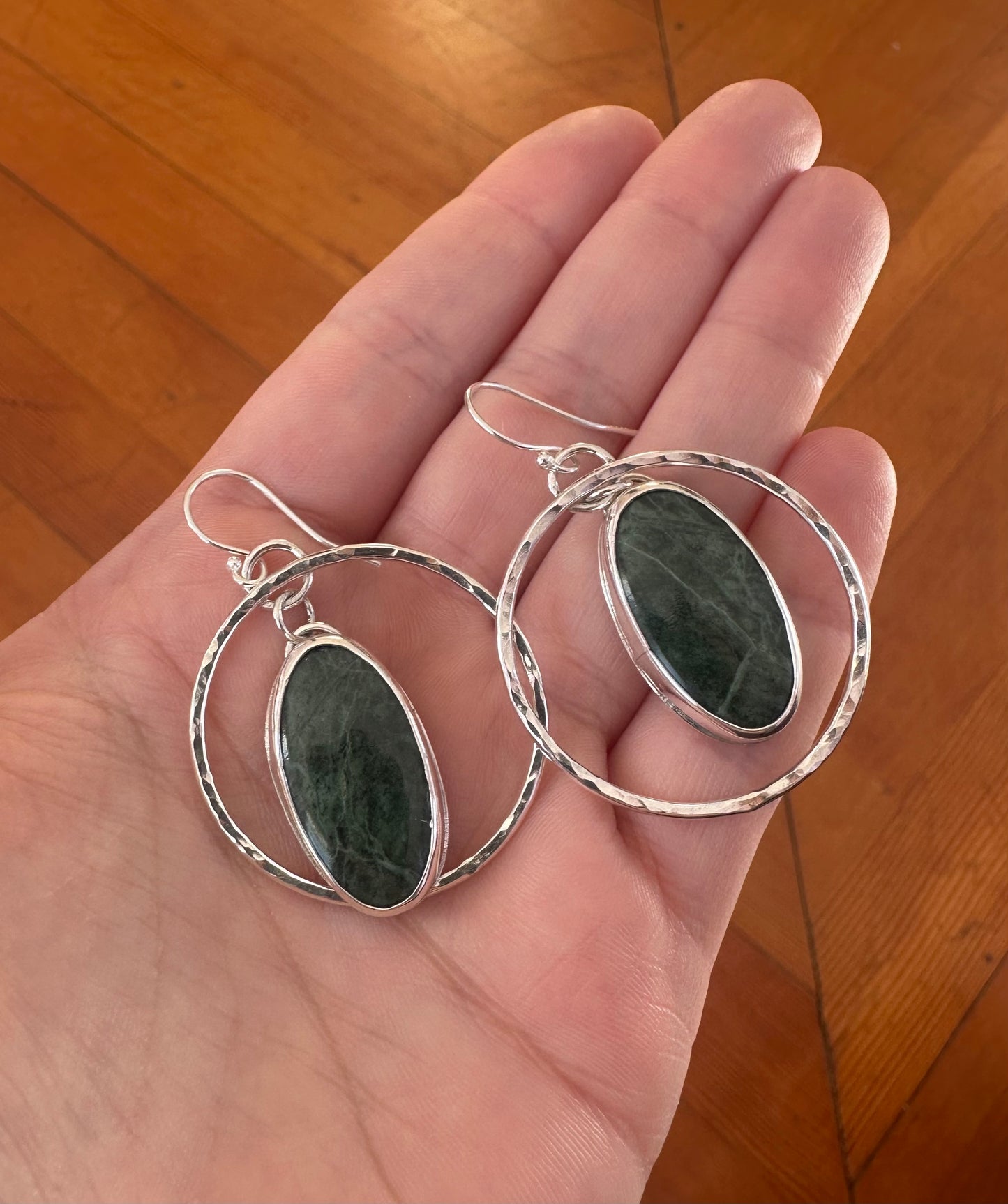 Green Jasper Hoops