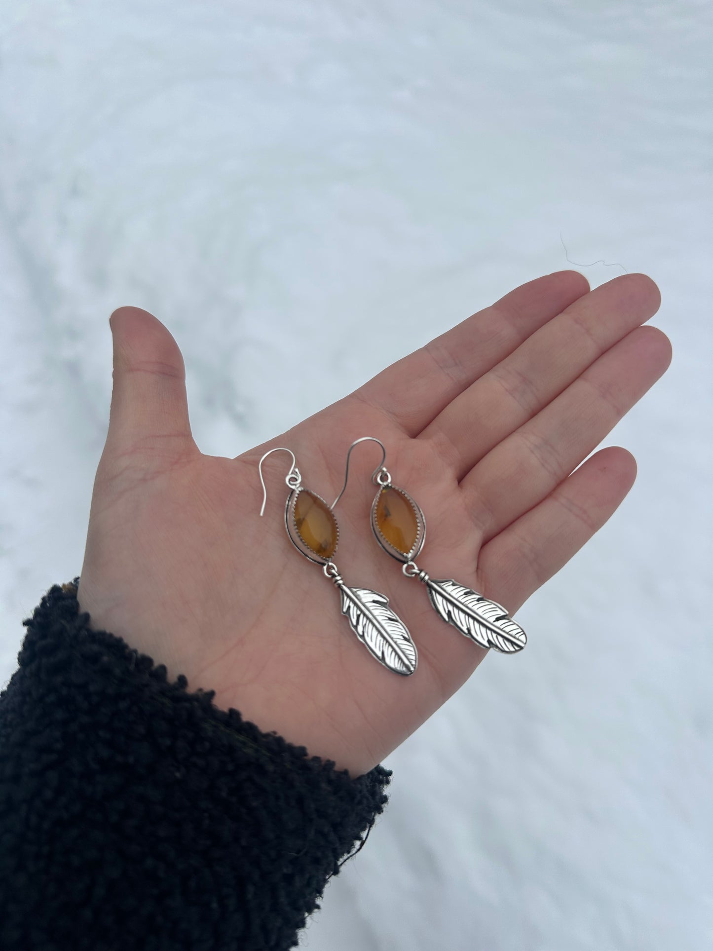 Amber & Silver Feathers