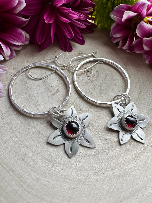 BLOOM Hoops with Garnet
