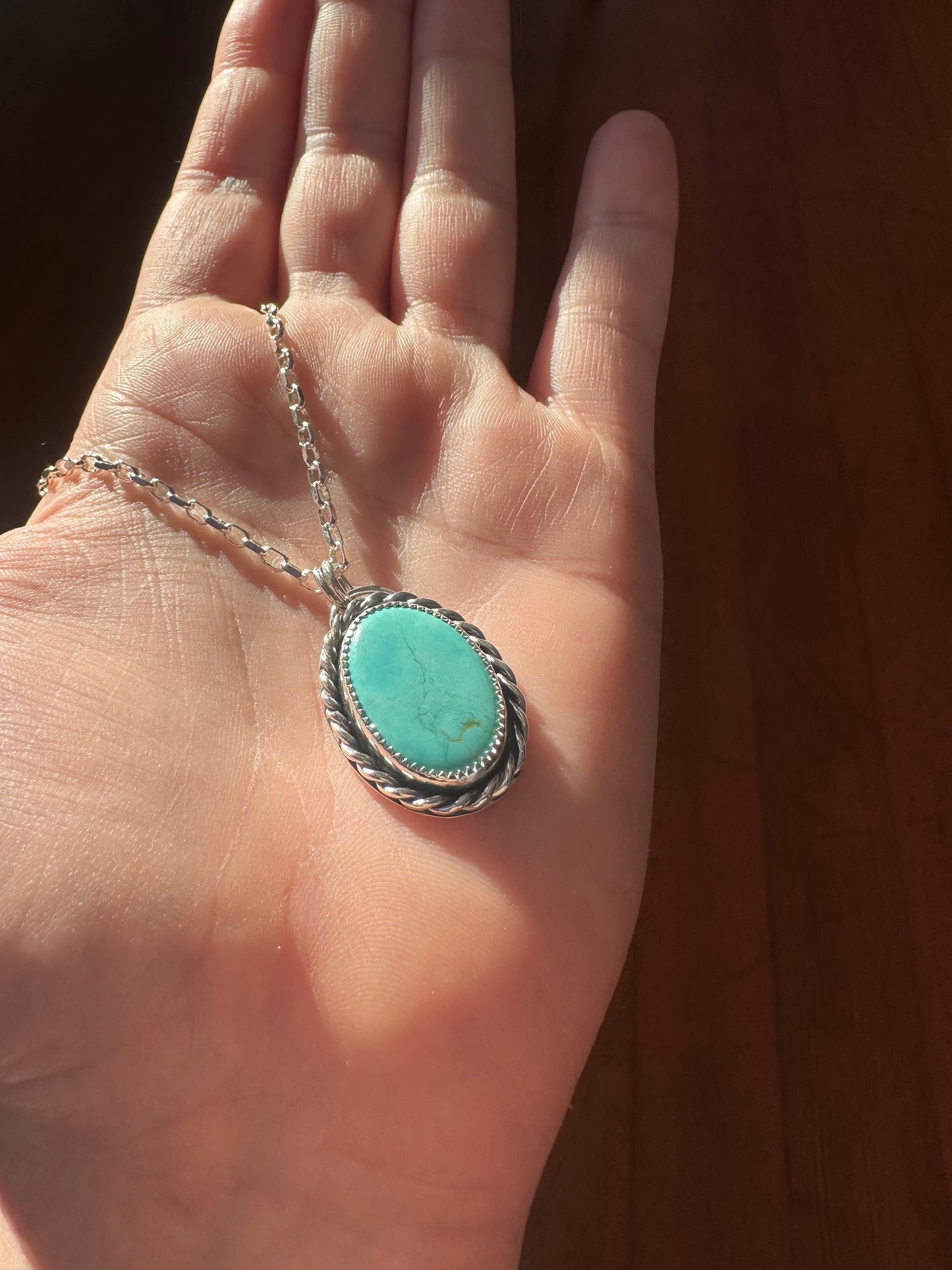 Braided Silver Turquoise Necklace