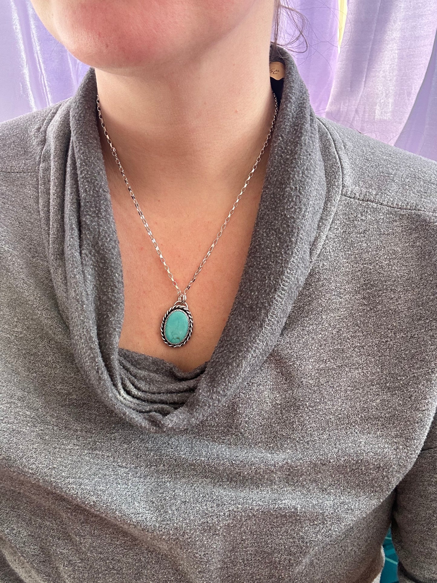 Braided Silver Turquoise Necklace
