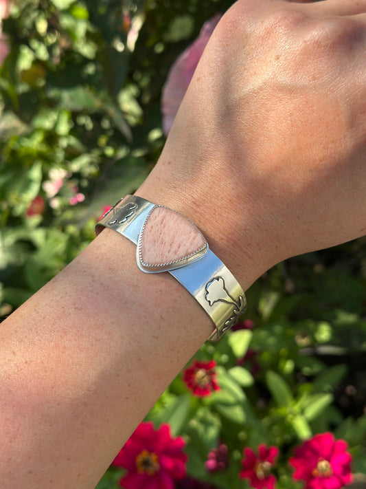 Floral Cuff with Peach Moonstone