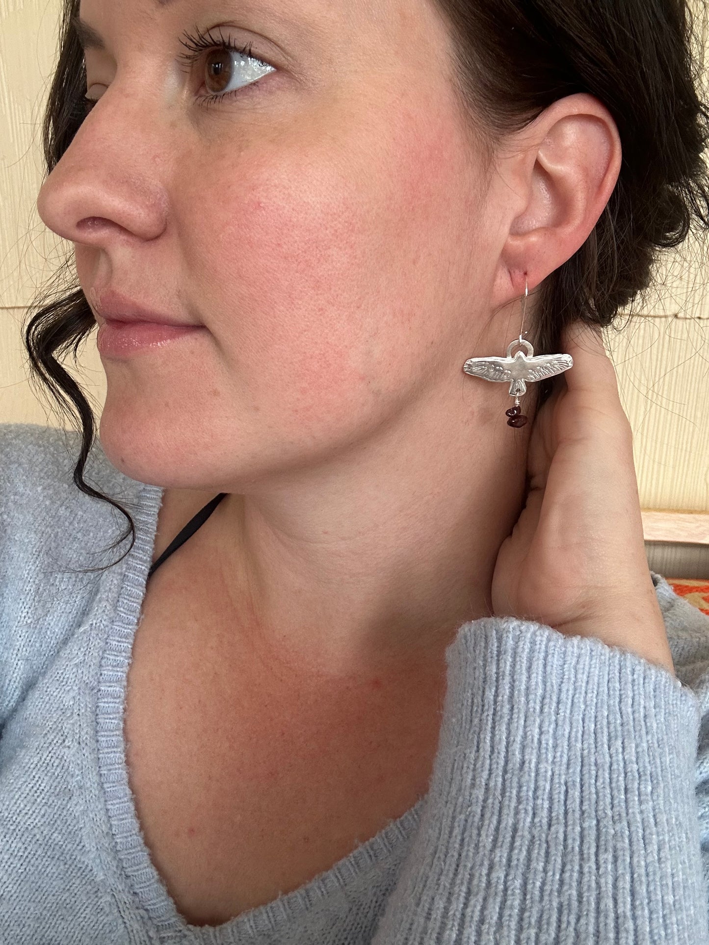 Birds in Flight Earrings (garnet)