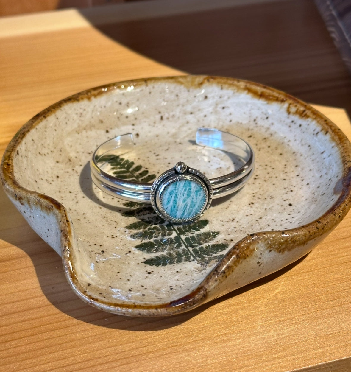 Amazonite Double Silver Band Cuff