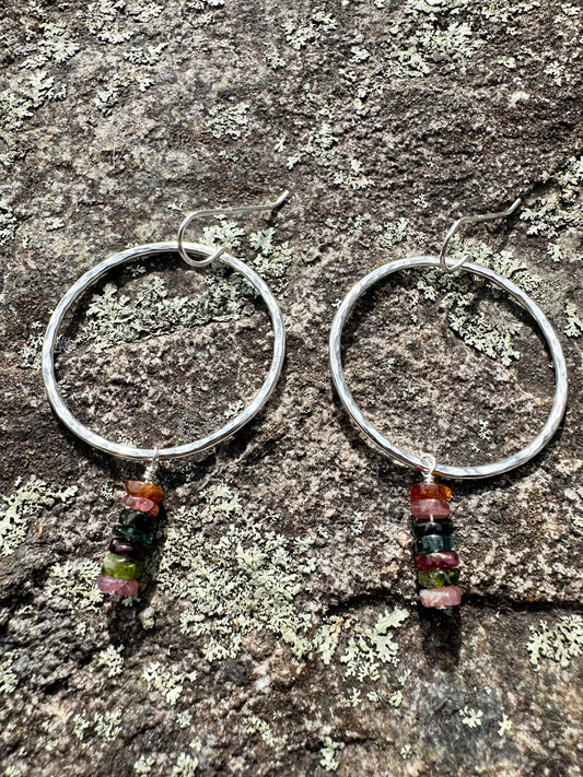 Hammered Hoops & Stone Beads
