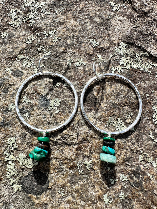 Hammered Hoops & Stone Beads