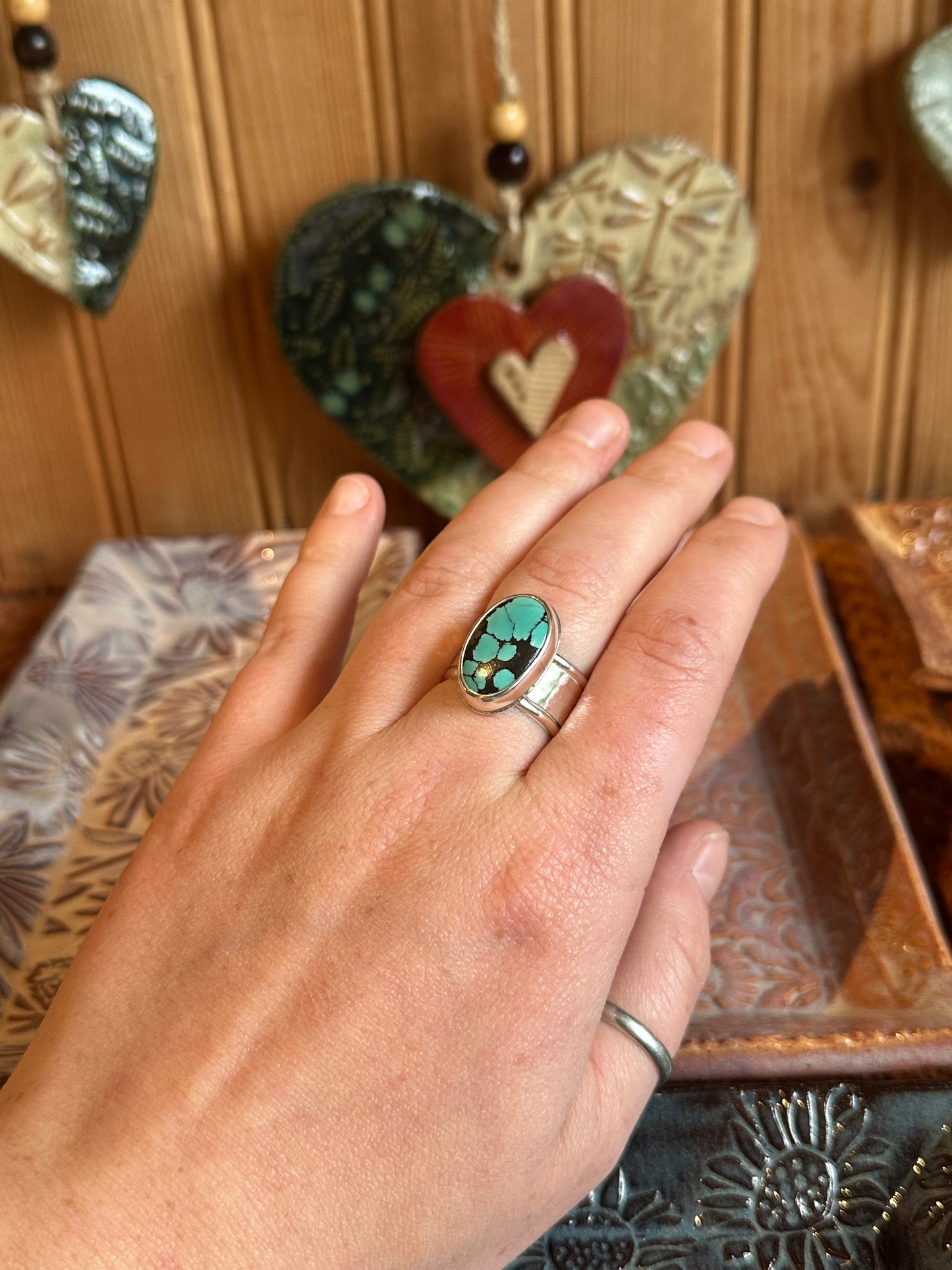 Wide Band with Hubei Turquoise (size 8)