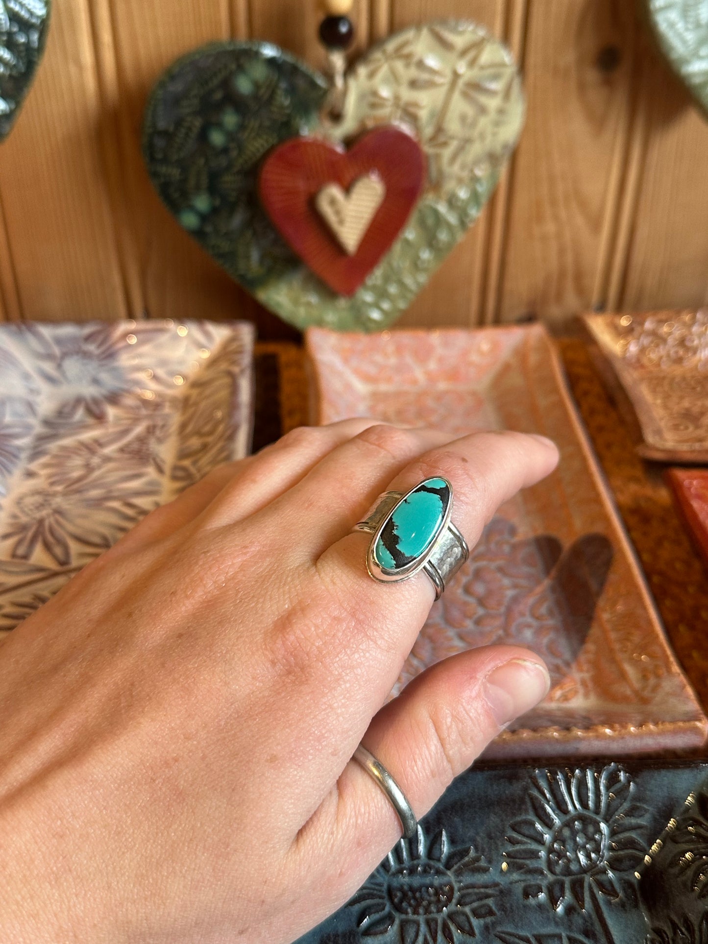 Wide Band with Blue Hubei Turquoise (size 8.5)