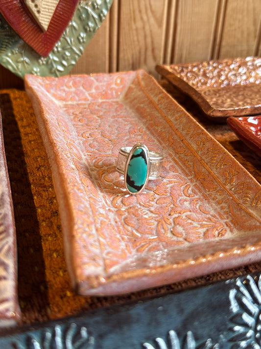Wide Band with Blue Hubei Turquoise (size 8.5)
