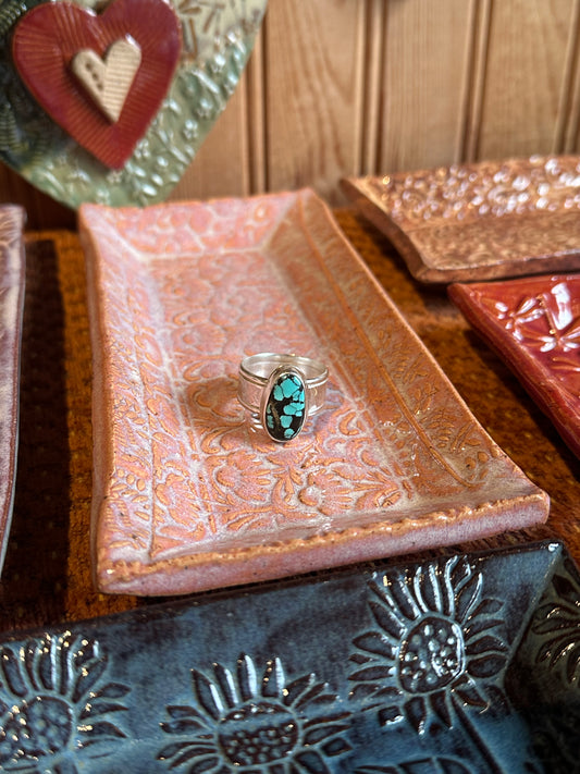 Wide Band with Blue Hubei Turquoise (size 10.75)