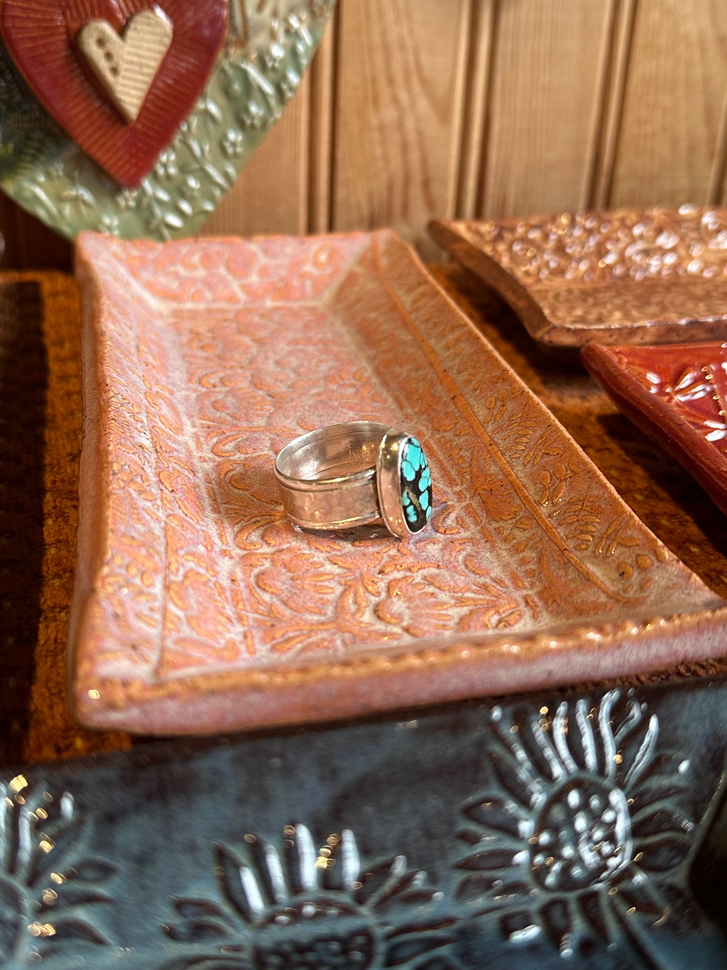 Wide Band with Blue Hubei Turquoise (size 10.75)